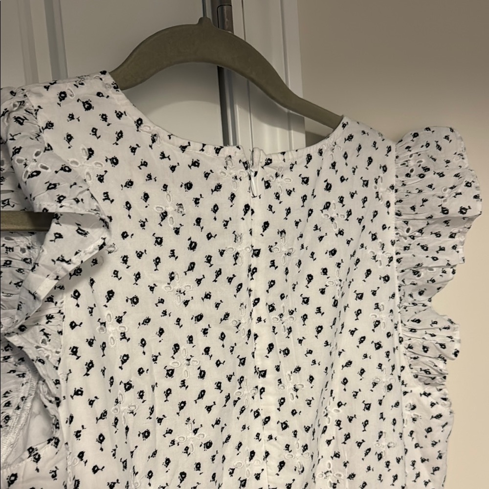 LOFT White Dress with Black Floral Eyelet - Picture 7 of 8